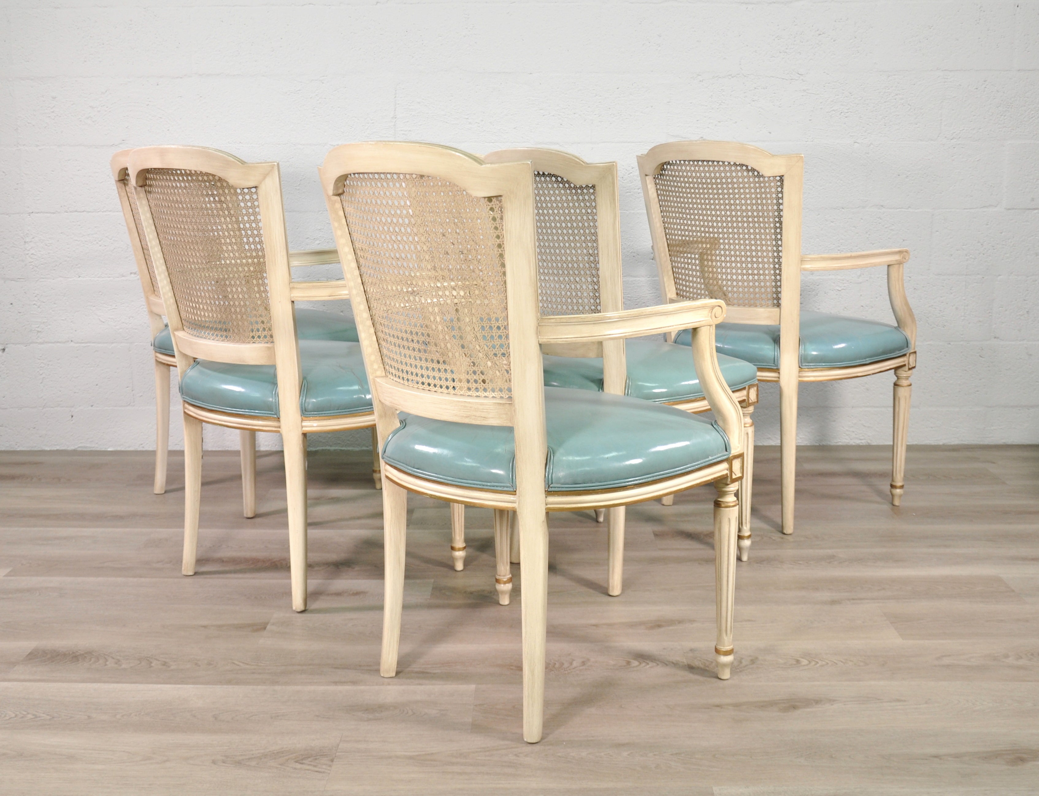 Set of 6 Louis XVI Style Painted Dining Chairs with Cane Backs 8