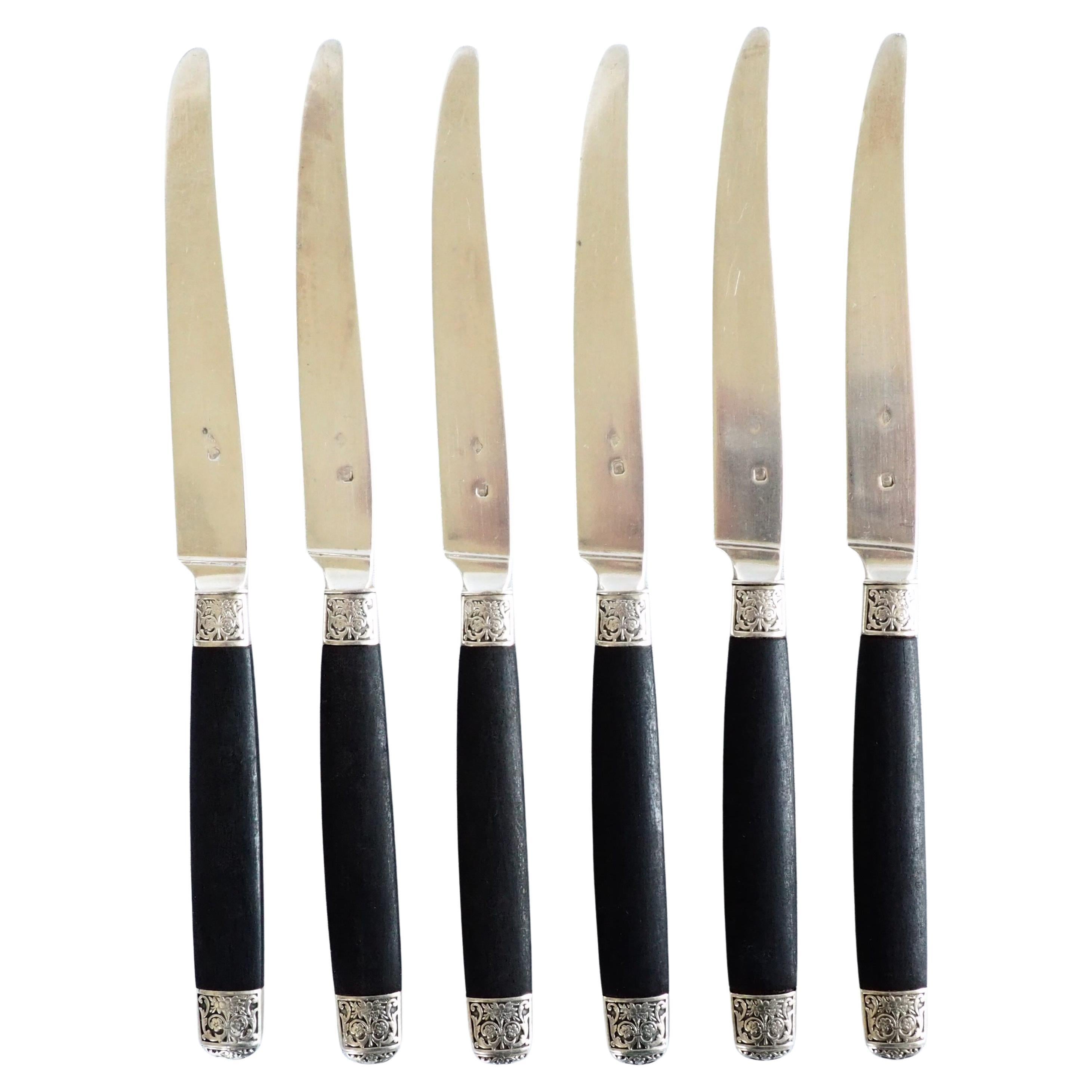 Set of 6 Louis XVI style sterling silver knives, 19th century