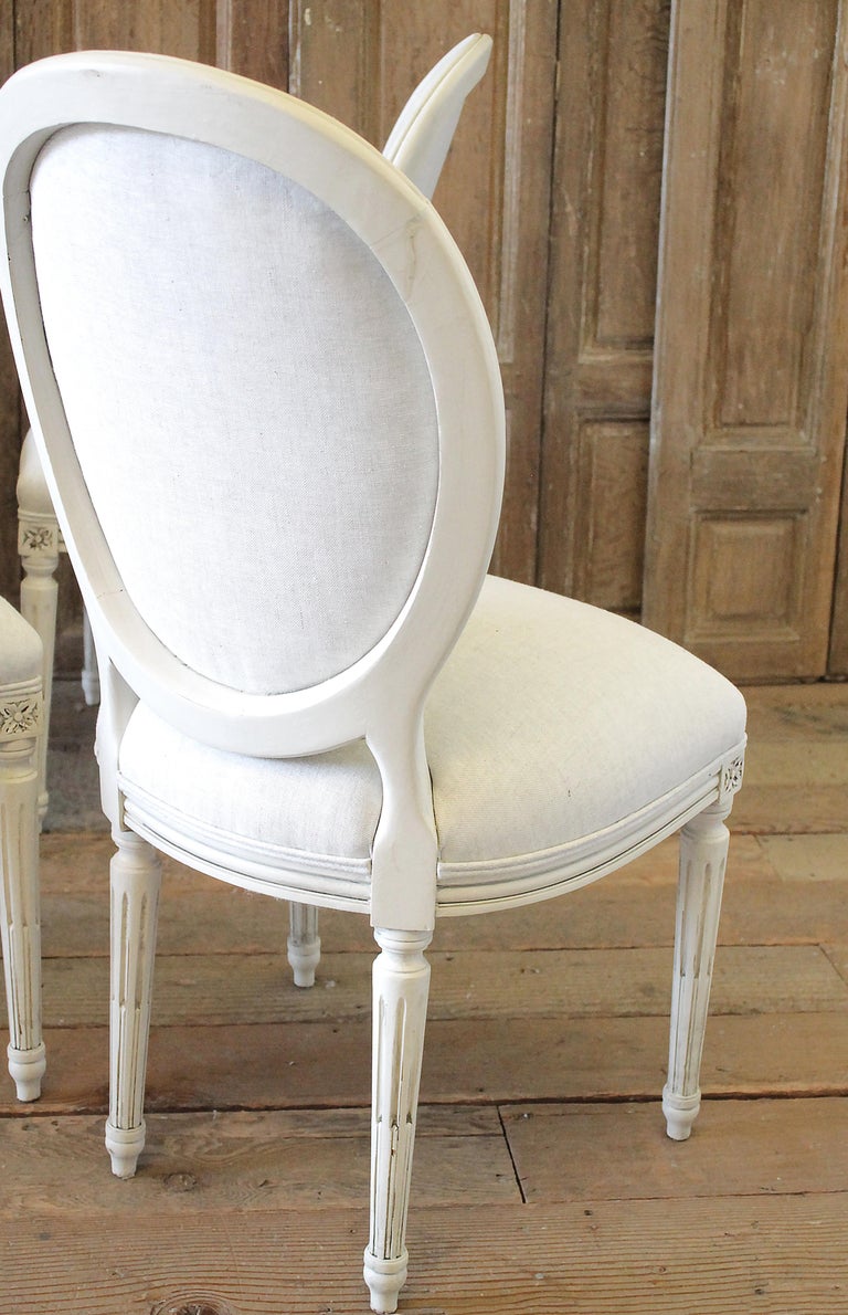 Set of 6 Louis XVI Style White Painted and Upholstered Dining Chairs at  1stDibs  white louis chairs, white upholstered dining chairs, king louis  dining chair set of 6