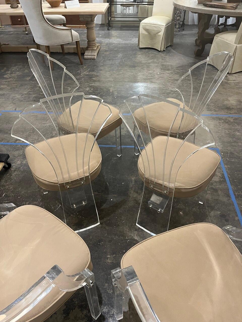 American Set of 6 Lucite Hill Mfg. Art Deco Style Dining Chairs
