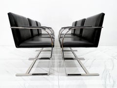 Set of 6 Ludwig Mies van der Rohe Brno Chairs in Black Leather, Knoll