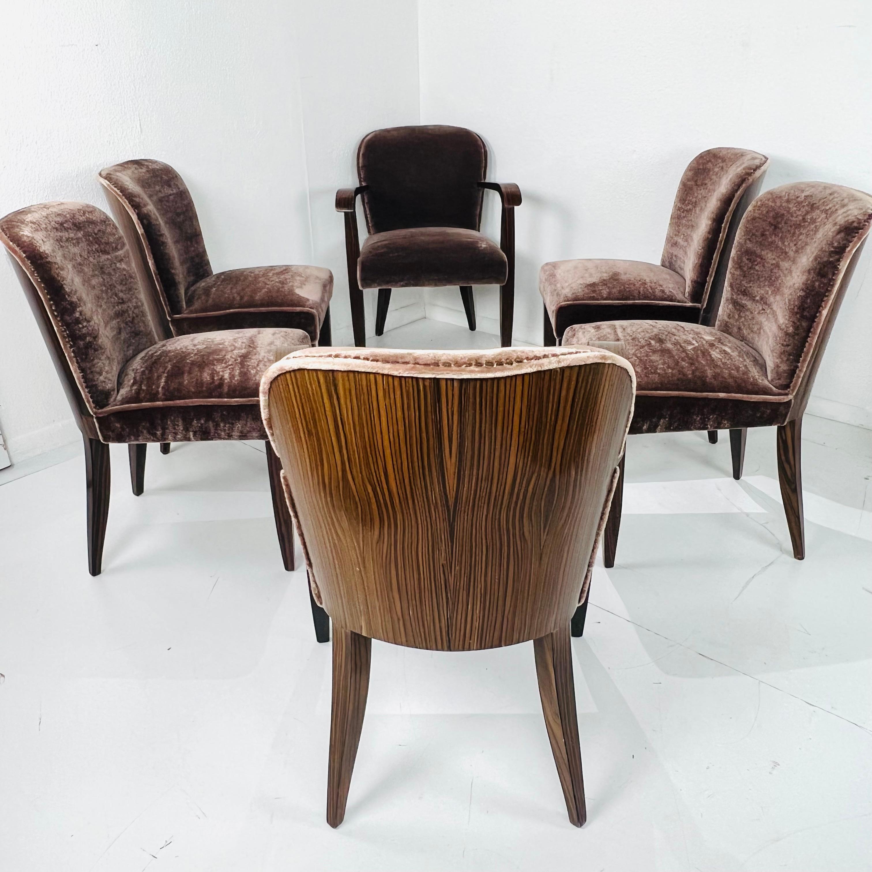 Set of 6 Macassar Art Deco Dining Chairs 8