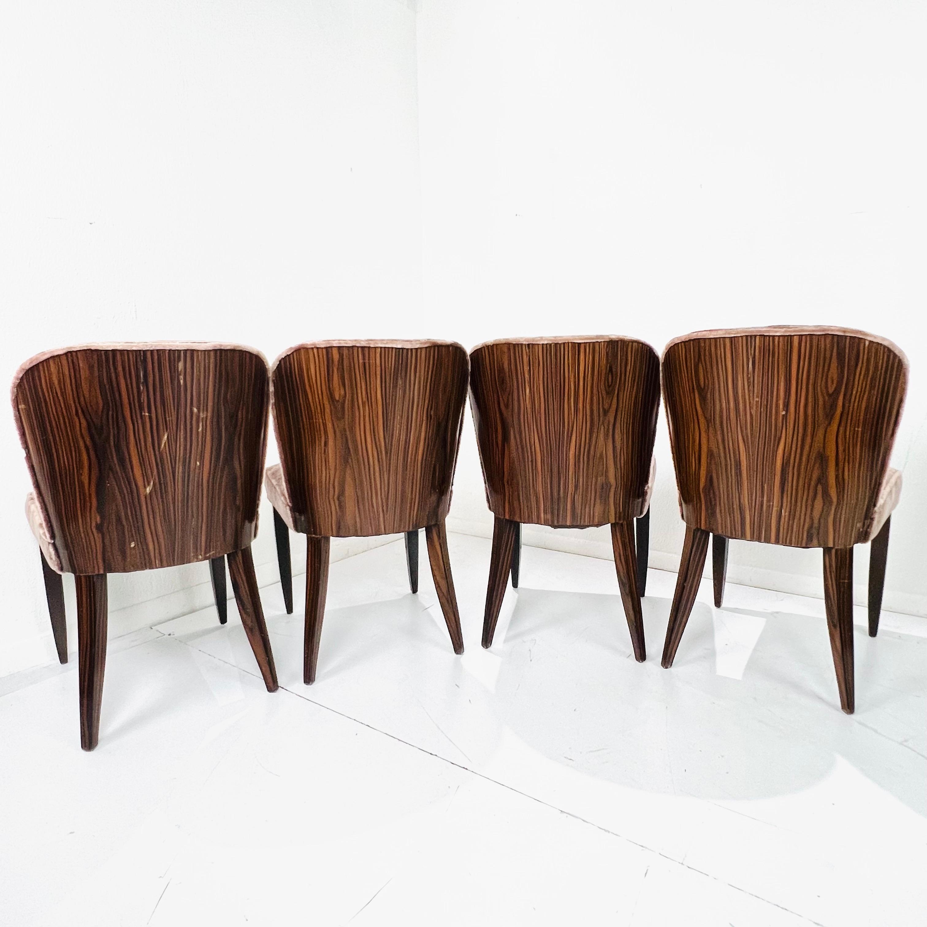 Set of 6 Macassar Art Deco Dining Chairs 1