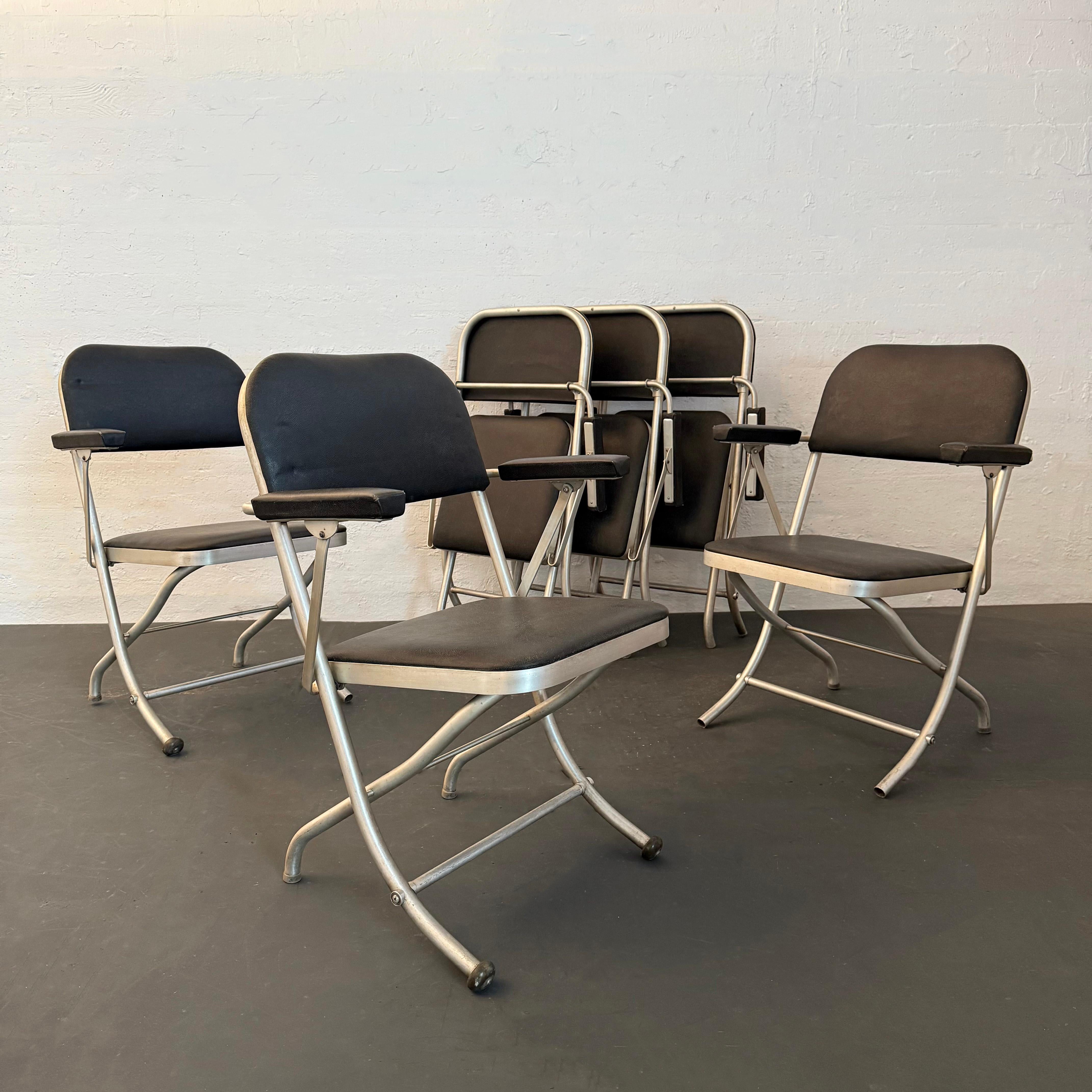 Art déco Set Of 6 Machine Age Folding Lounge Chairs By Warren McArthur en vente
