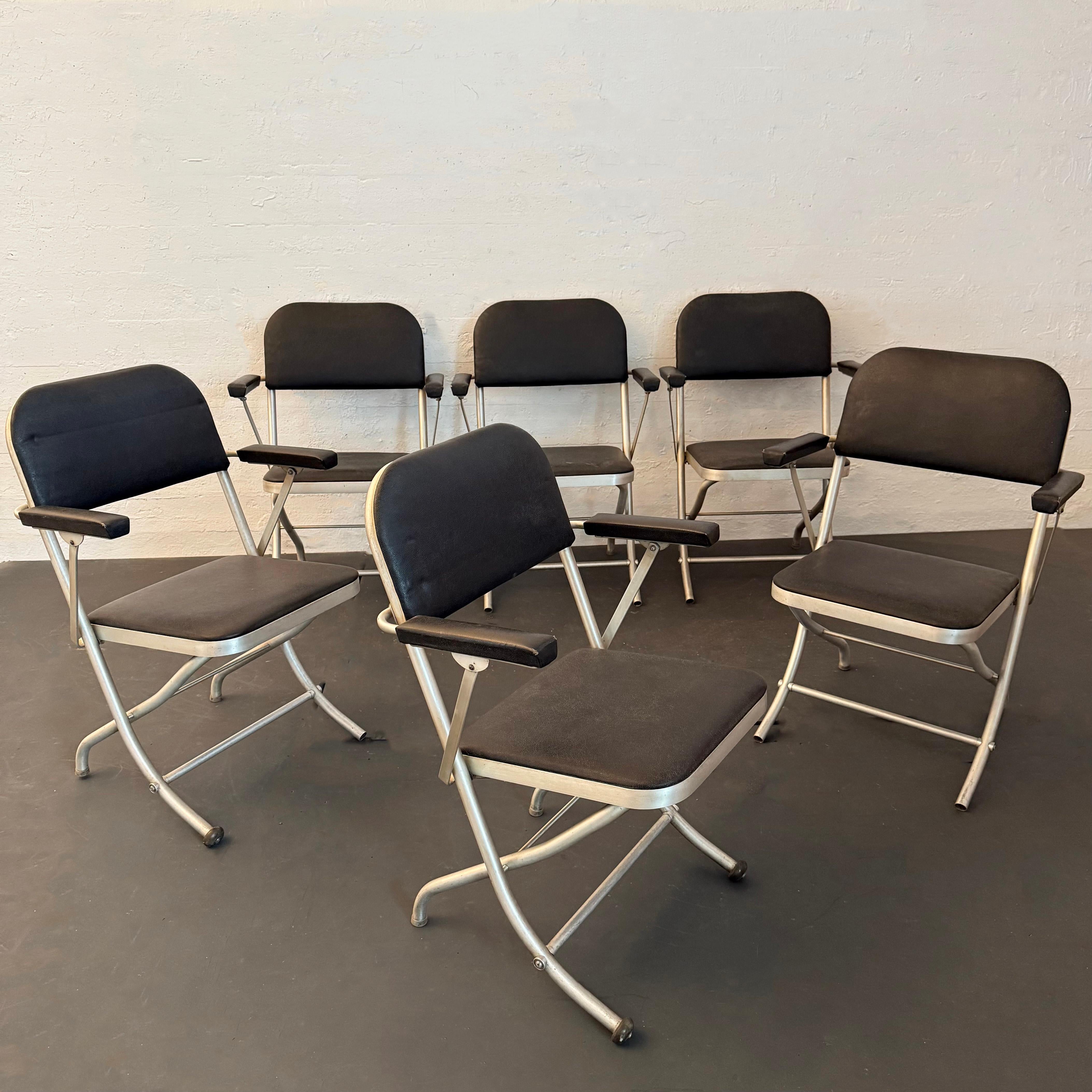 Américain Set Of 6 Machine Age Folding Lounge Chairs By Warren McArthur en vente