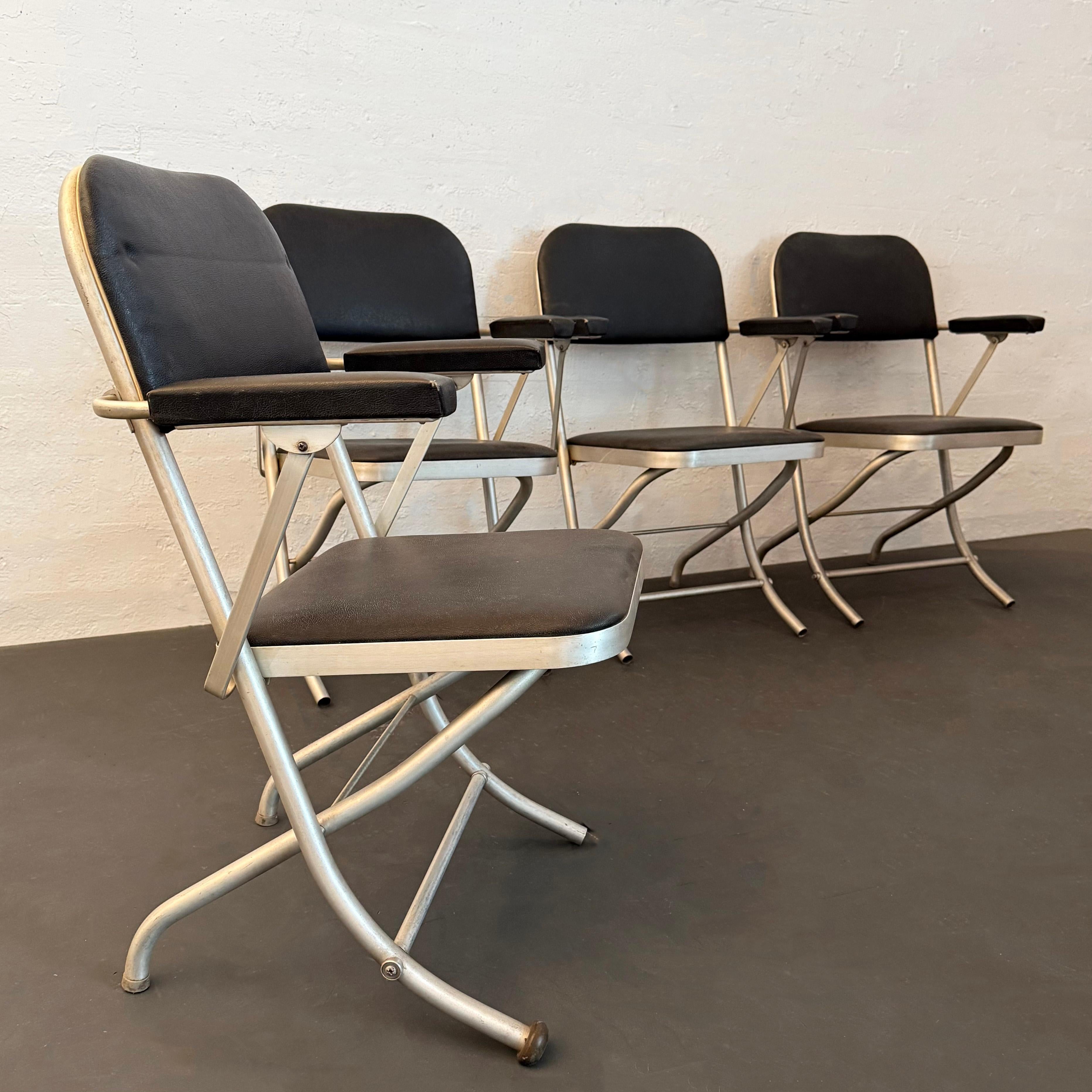 20ième siècle Set Of 6 Machine Age Folding Lounge Chairs By Warren McArthur en vente