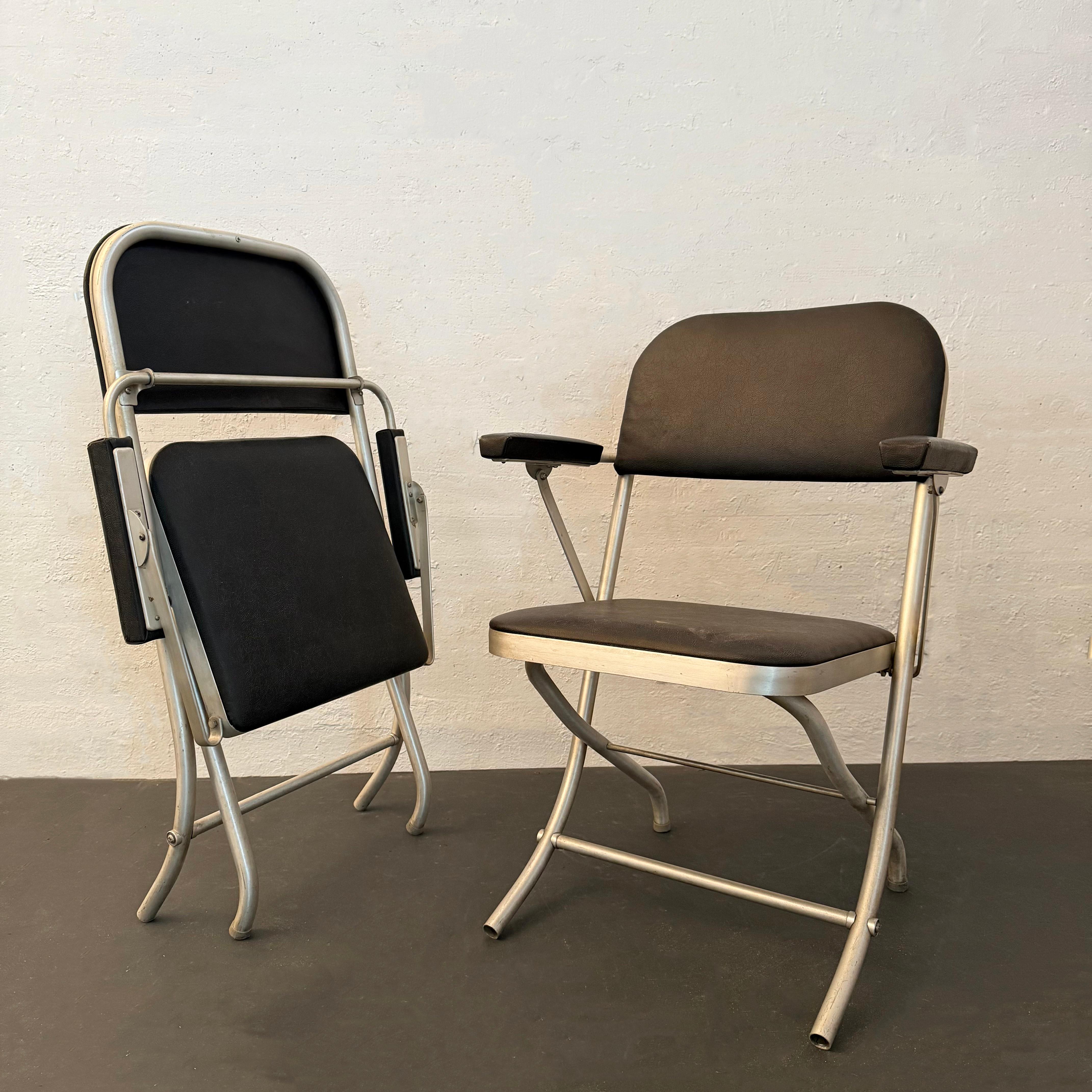 Métal Set Of 6 Machine Age Folding Lounge Chairs By Warren McArthur en vente