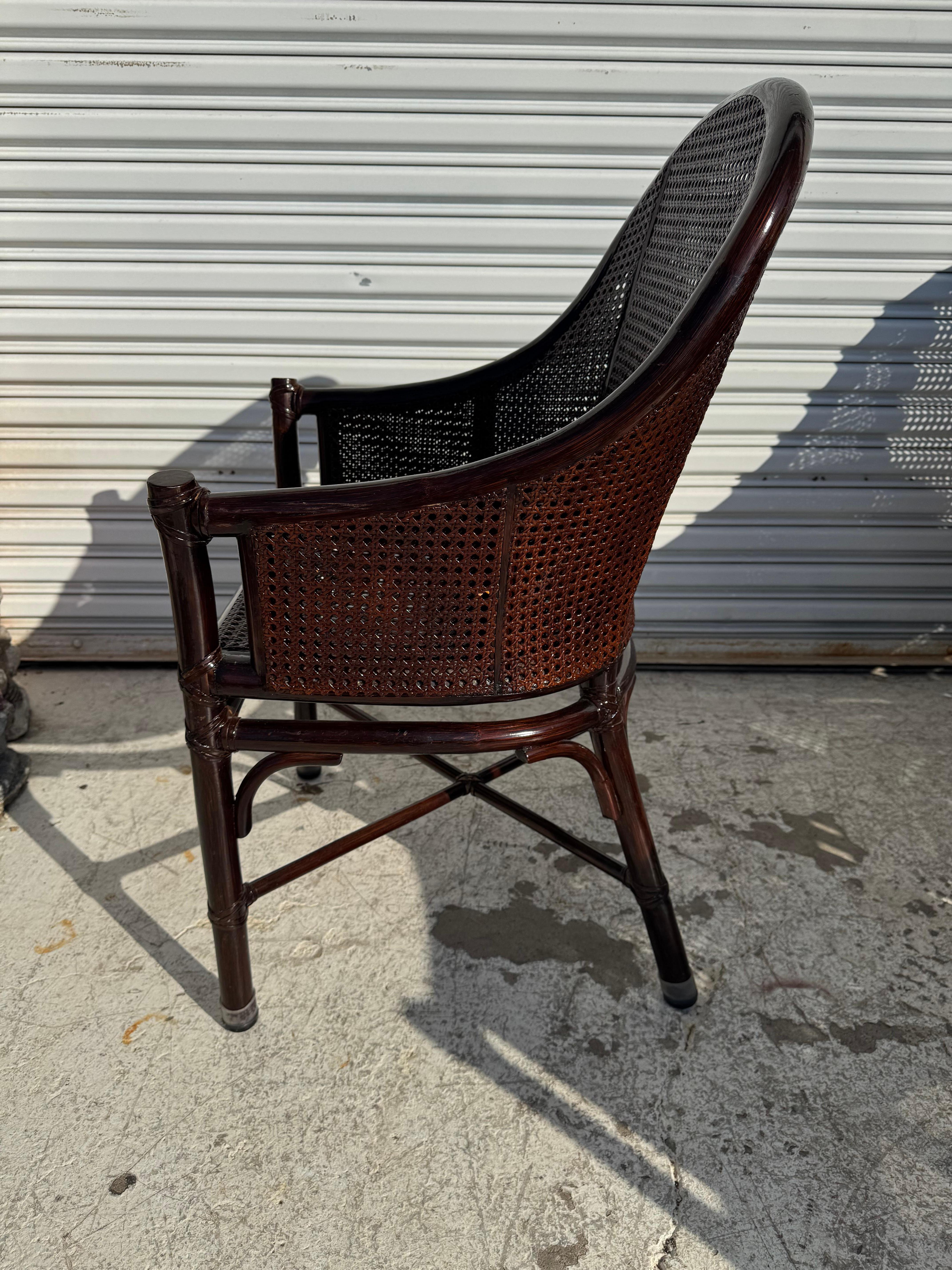 Set di 6 sedie da pranzo in bambù e canna di Maguire in noce scuro in vendita 1