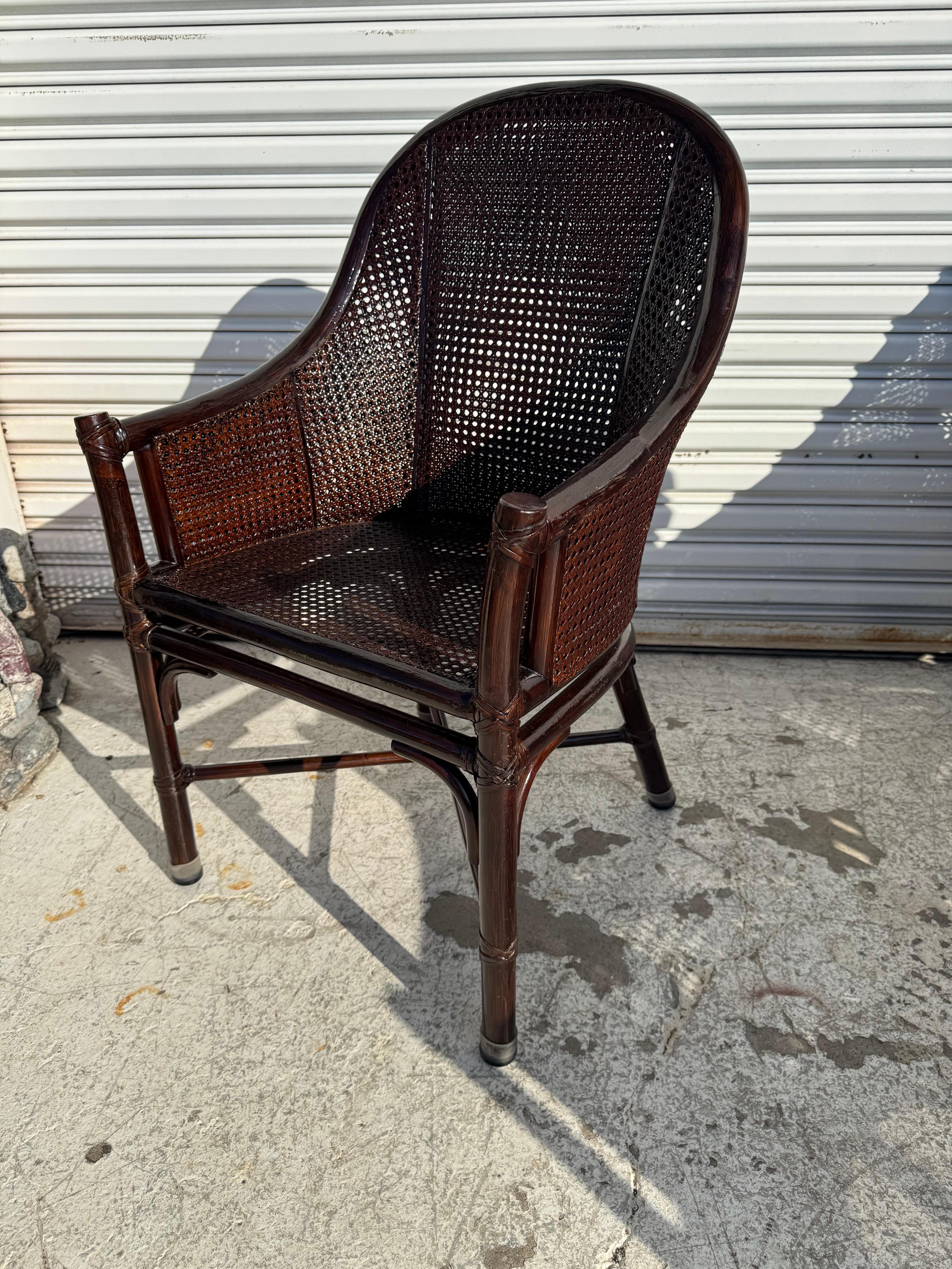 Set di 6 sedie da pranzo in bambù e canna di Maguire in noce scuro in vendita 2