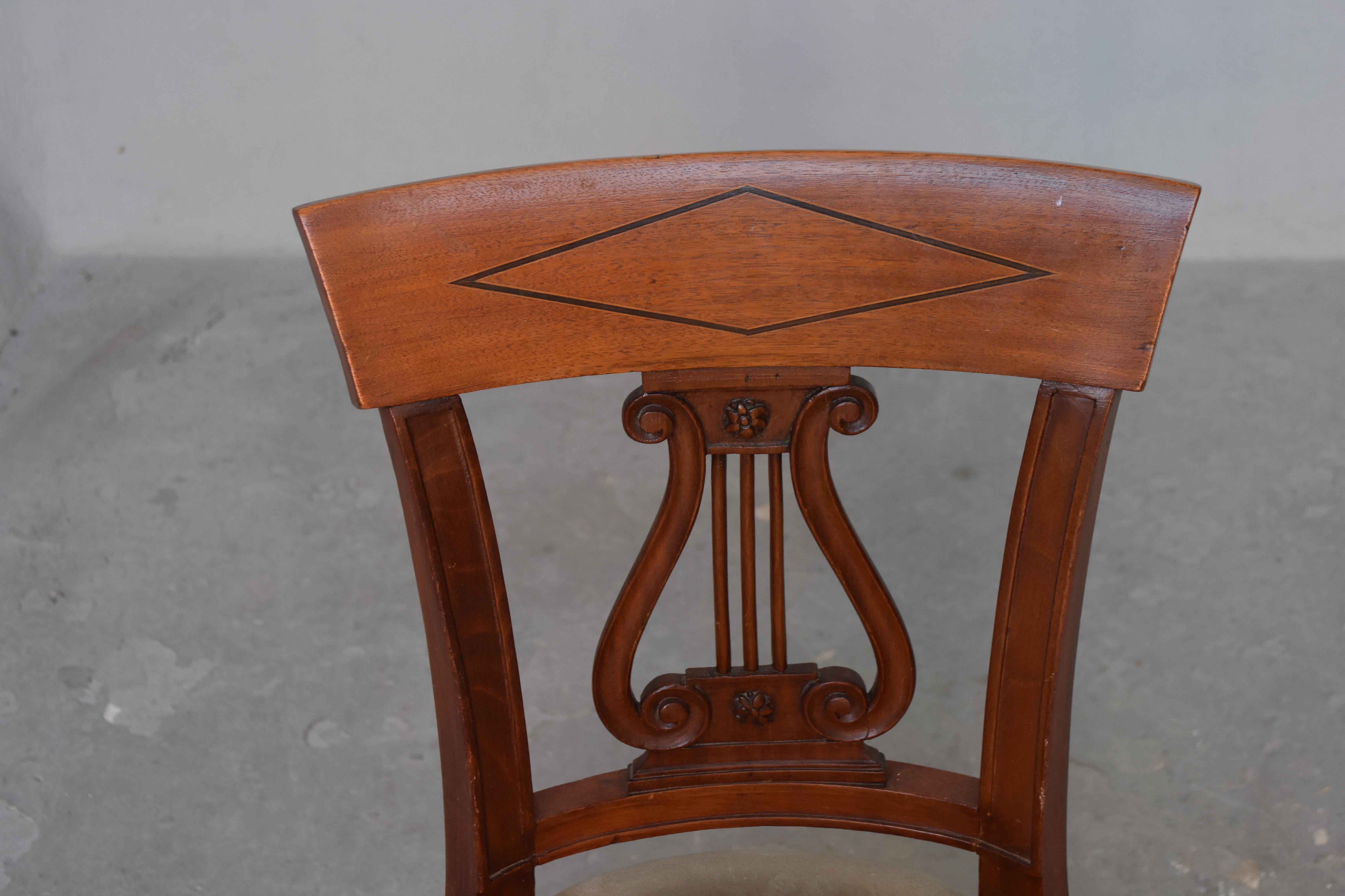 19th Century Set of 6 Mahogany Chairs Restauration Style For Sale