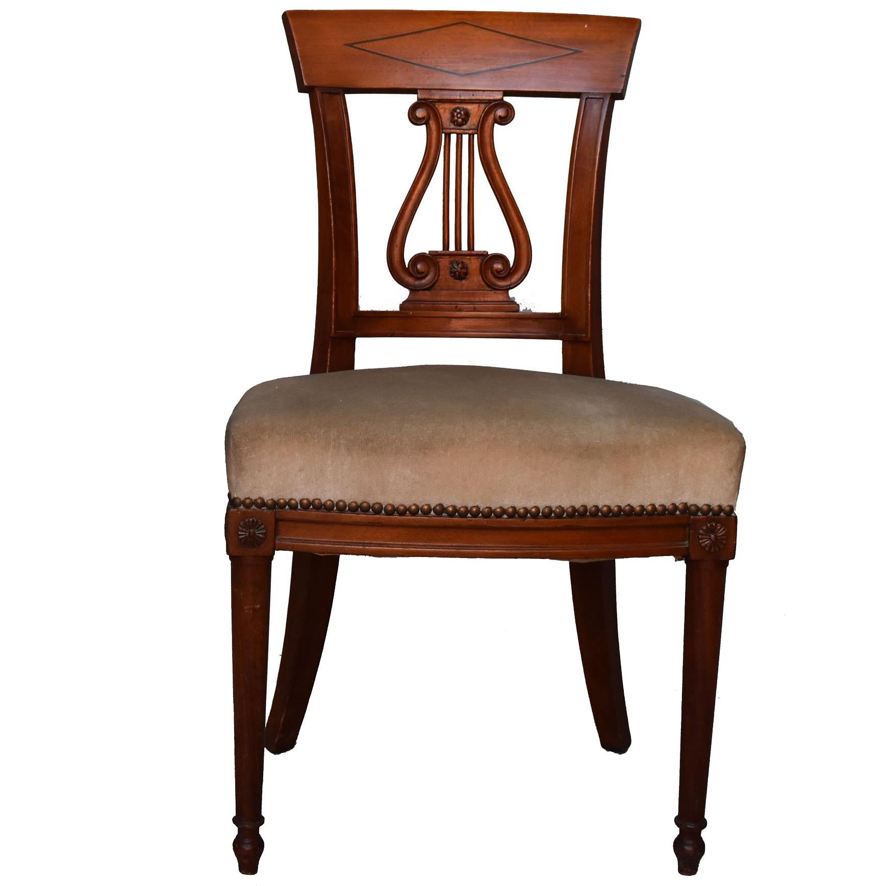Set of 6 Mahogany Chairs Restauration Style For Sale