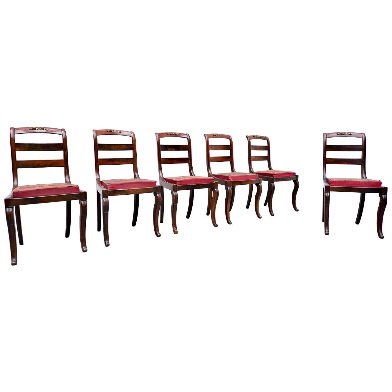 Set of 6 Mahogany Charles X Chairs For Sale
