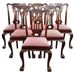 Set of 6 Mahogany Chippendale Style Dining Chairs