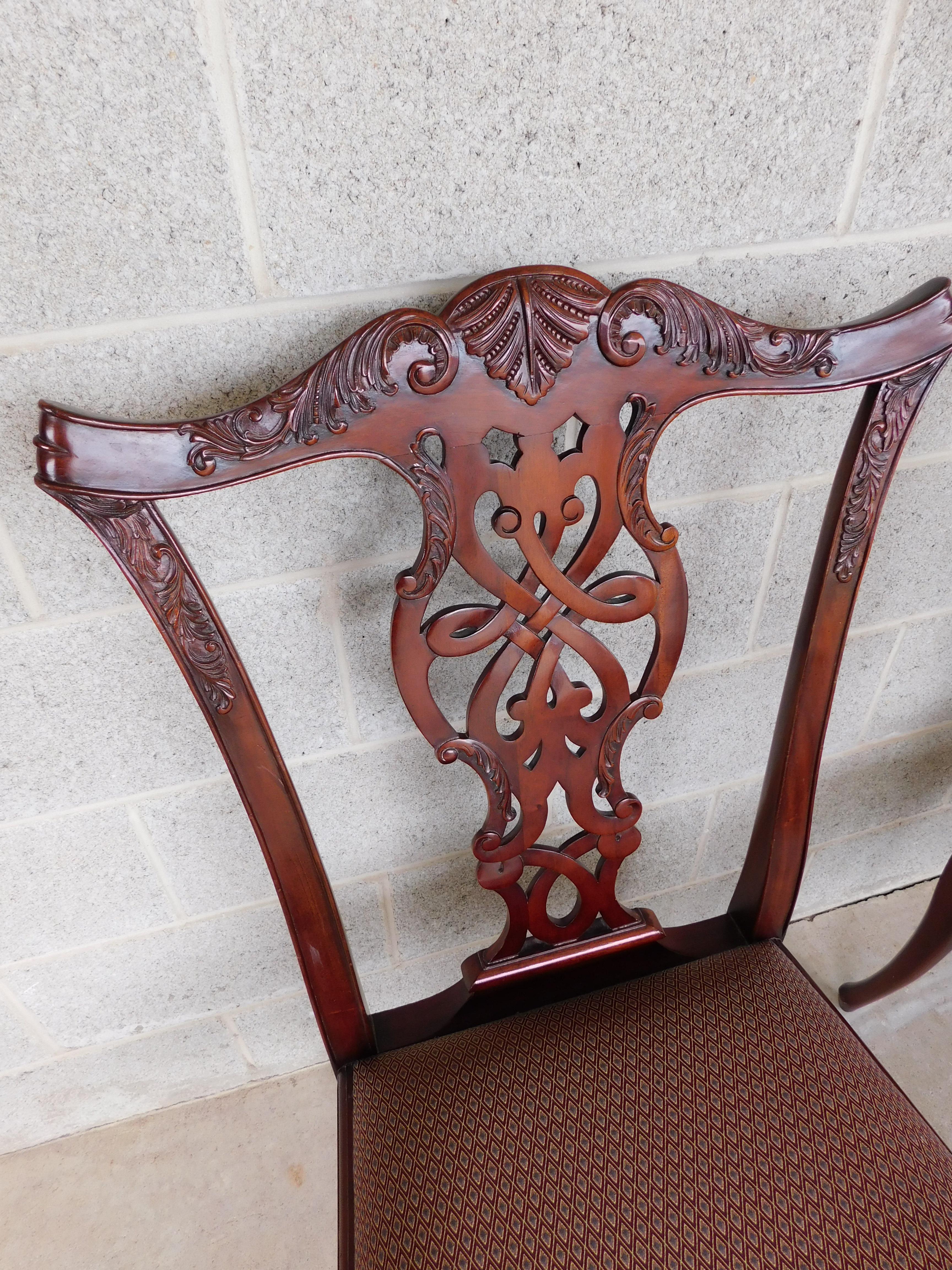 Set of 6 Mahogany Chippendale Style Side Chairs by Maitland Smith In Good Condition In Parkesburg, PA