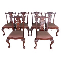 Set of 6 Mahogany Chippendale Style Side Chairs by Maitland Smith