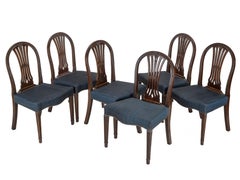 Set of 6 Mahogany Hepplewhite-style Dining Chairs, c19th with Horsehair Fabric