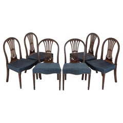 Set of 6 Mahogany Hepplewhite-style Dining Chairs, c19th with Horsehair Fabric
