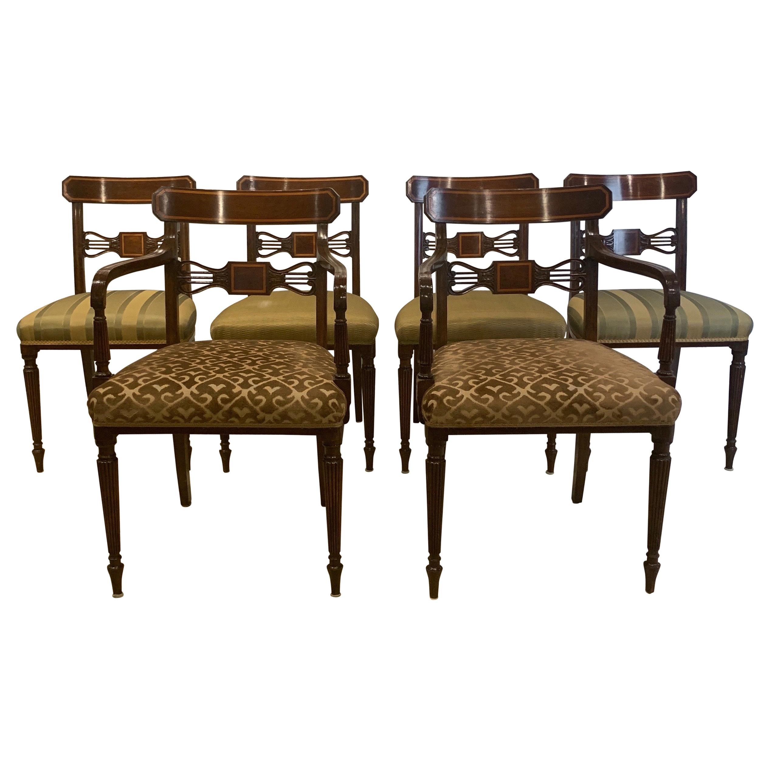 Set of 6 Mahogany Sheraton Style Chairs