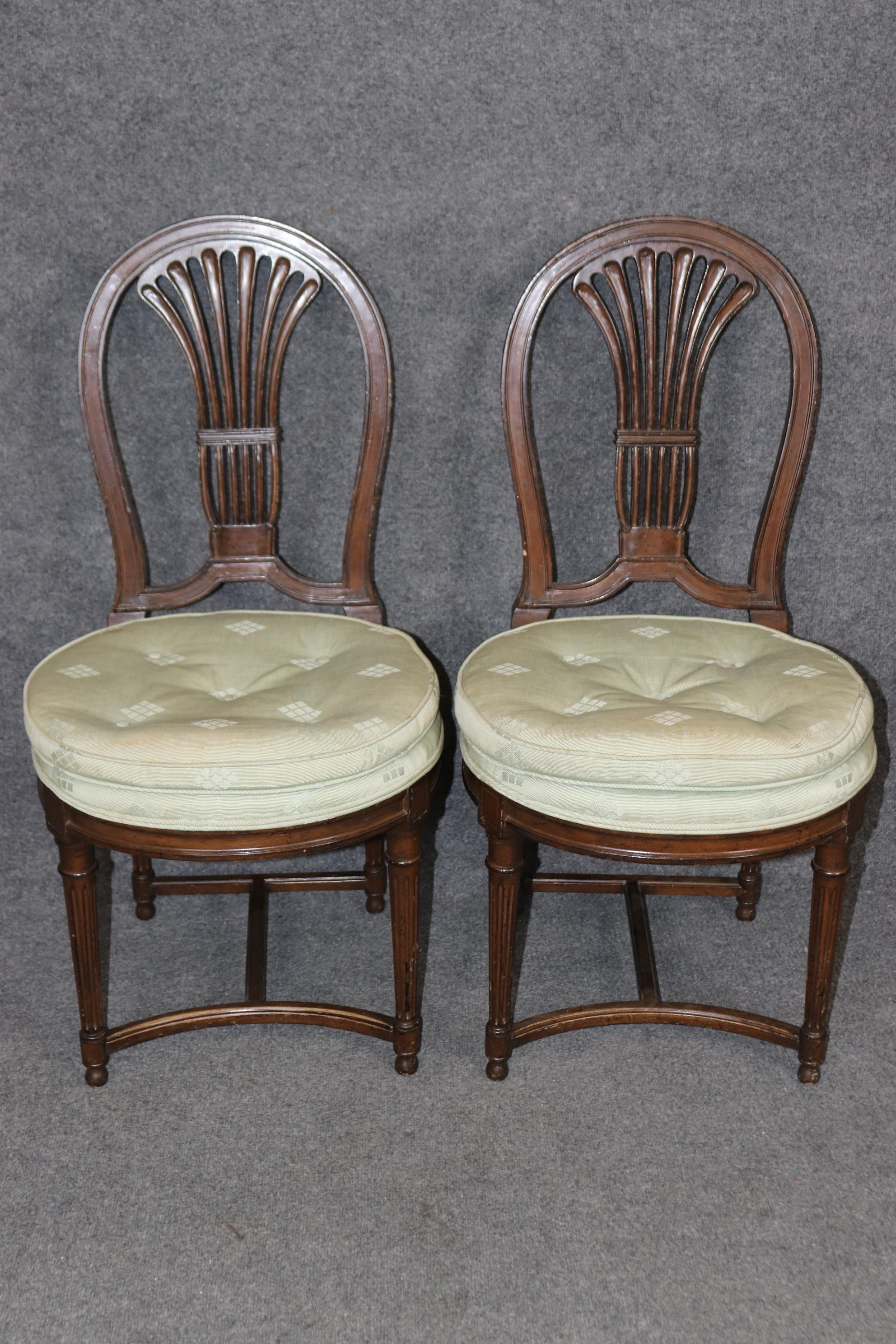 French Set of 6 Maison Jansen Attributed Balloon Back Circular Directoire Dining Chairs For Sale