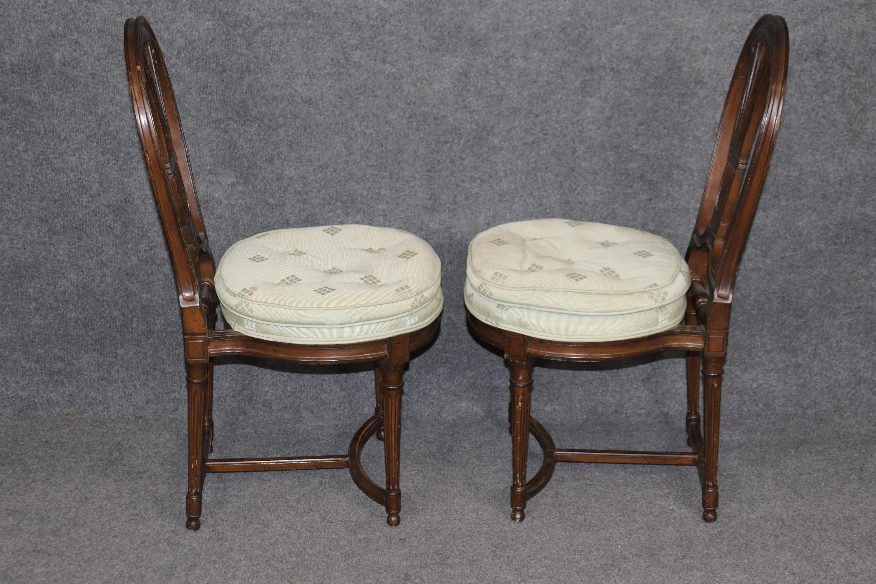 Walnut Set of 6 Maison Jansen Attributed Balloon Back Circular Directoire Dining Chairs For Sale