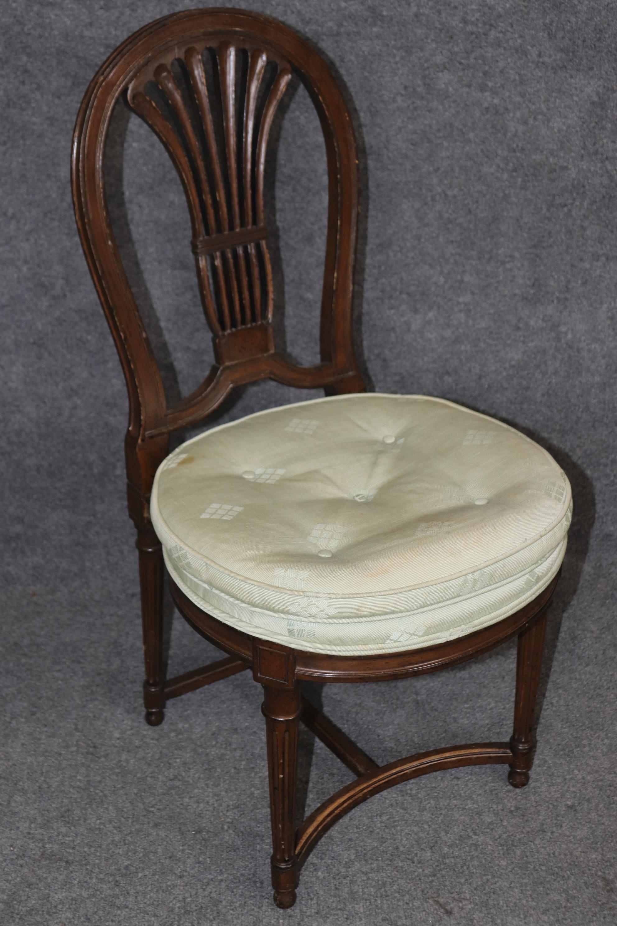 Set of 6 Maison Jansen Attributed Balloon Back Circular Directoire Dining Chairs For Sale 1