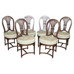 Vintage Set of 6 Maison Jansen Attributed Balloon Back Circular Directoire Dining Chairs