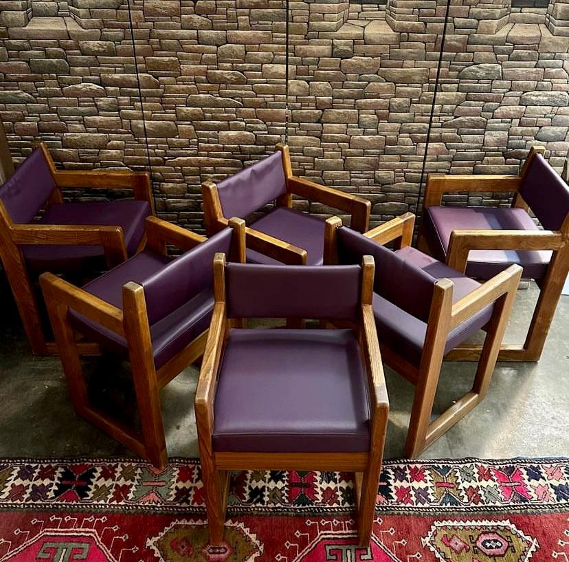 Ensemble de 6 chaises de salle à manger Maison Regain, vers 1970, France Bon état - En vente à San Antonio, TX