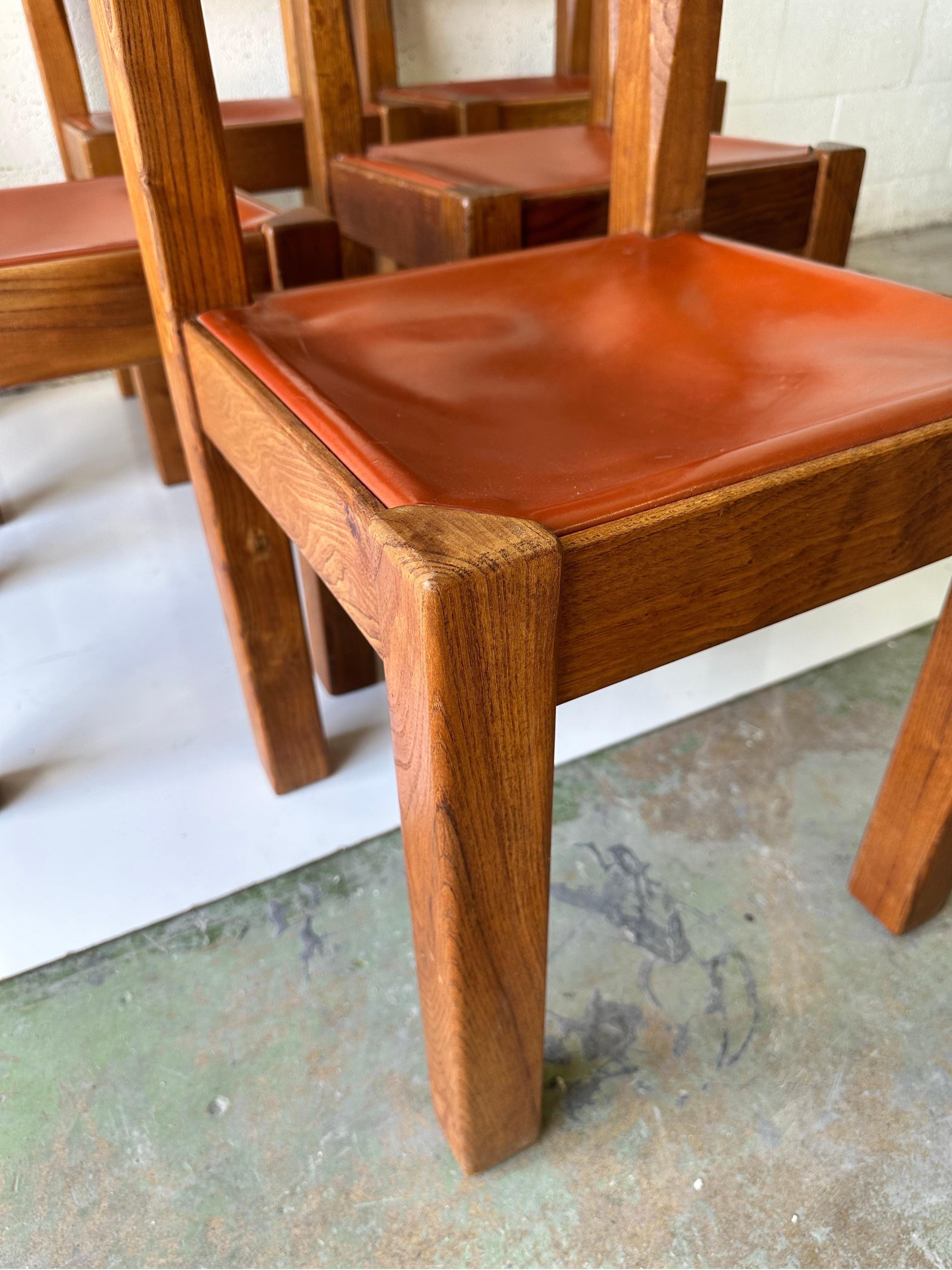 Cuir Ensemble de 6 chaises en cuir de style maison Regain en vente