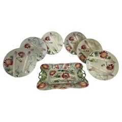 Set di 6 piatti in maiolica con vassoio per asparagi - Saint Clémen