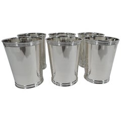 Lot de 6 tasses à Julep traditionnelles Manchester en argent sterling et menthe