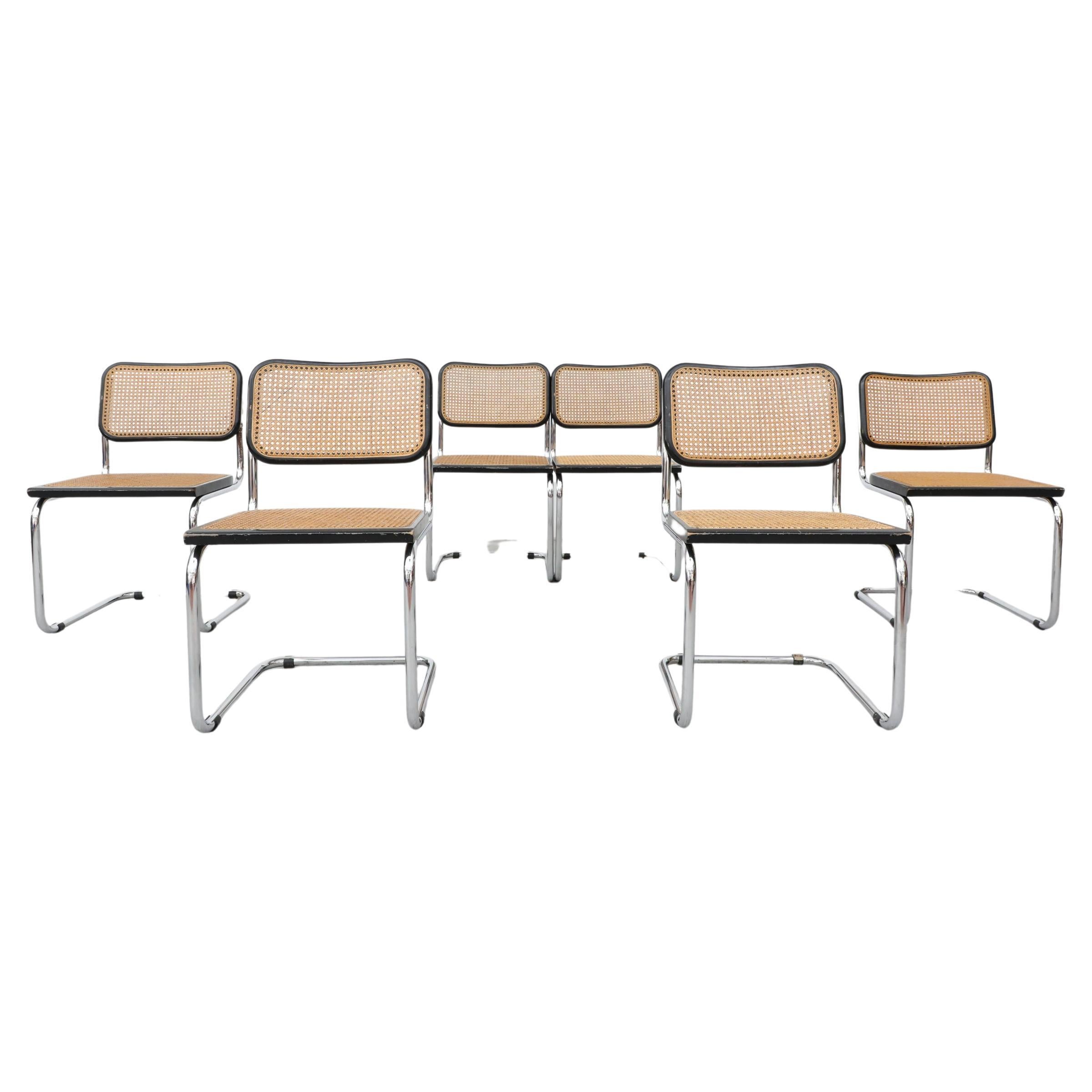 Set of 6 Marcel Breuer B32 Cesca Chairs