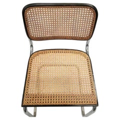 Satz von 6 Marcel Breuer Cesca Esszimmerstühle schwarz Lack mit Cane Knoll Italien