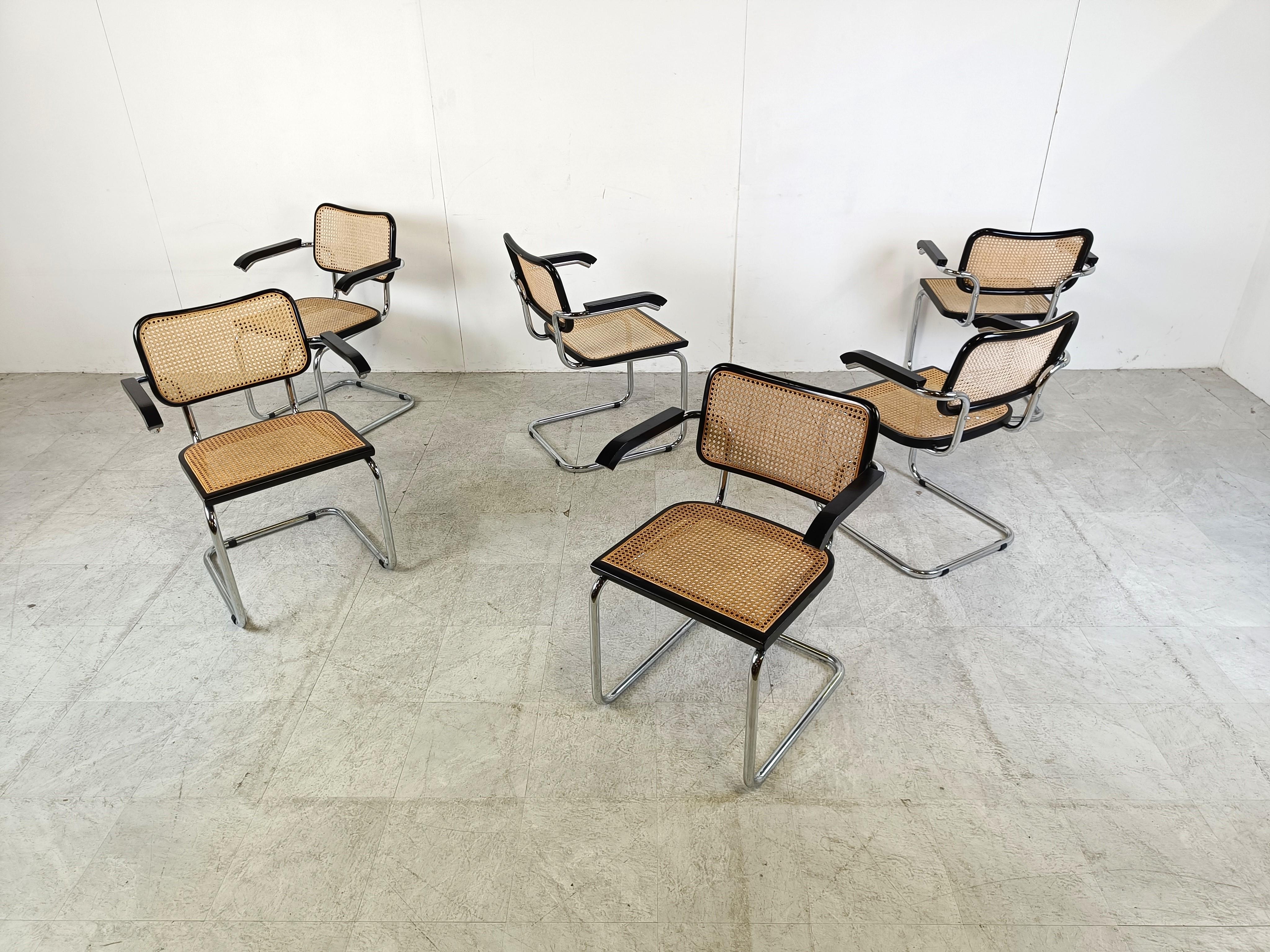 Late 20th Century Set of 6 Marcel Breuer style dining chairs, 1970s 