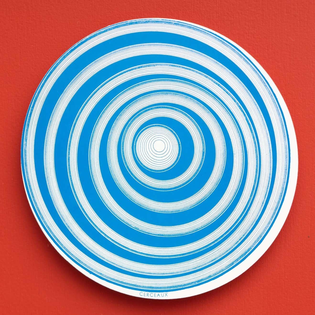 Embark on a visual journey with the Set of 6 Marcel Duchamp Rotoreliefs, a stunning edition framed in red by Konig Series 133 in 1987. This collection pays homage to Duchamp's iconic 1935 rotoreliefs, presenting a beautiful reprint on six round