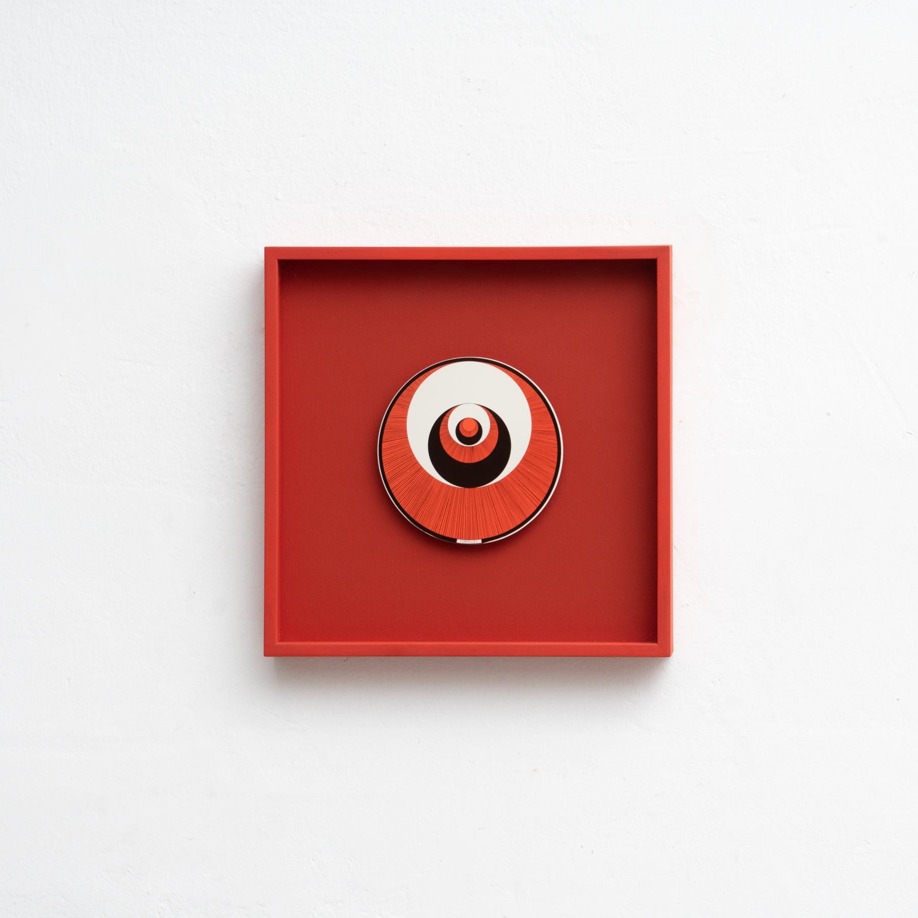 French Set of 6 Marcel Duchamp Rotoreliefs Red Frmaed by Konig Series 133, 1987 For Sale