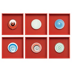 Set von 6 Marcel Duchamp Rotoreliefs, rot, Frmaed von Konig Serie 133, 1987, Set