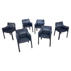 Set of 6 Mario Bellini 413 Cab Chairs for Cassina