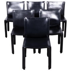 Set of 6 Mario Bellini CAB 412 Chairs in Black Leather for Cassina