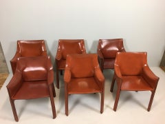Set of 6 Mario Bellini Cab 413 Armchairs by Cassina