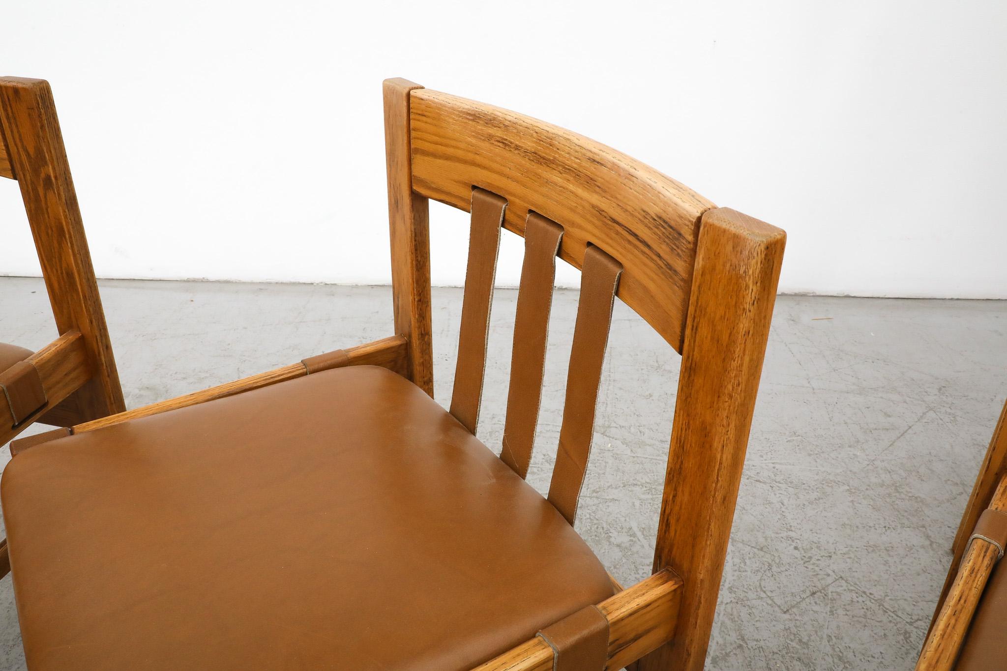 Set of 6 Martin Visser Oak and Leather Dining Chairs by 't Spectrum For Sale 5