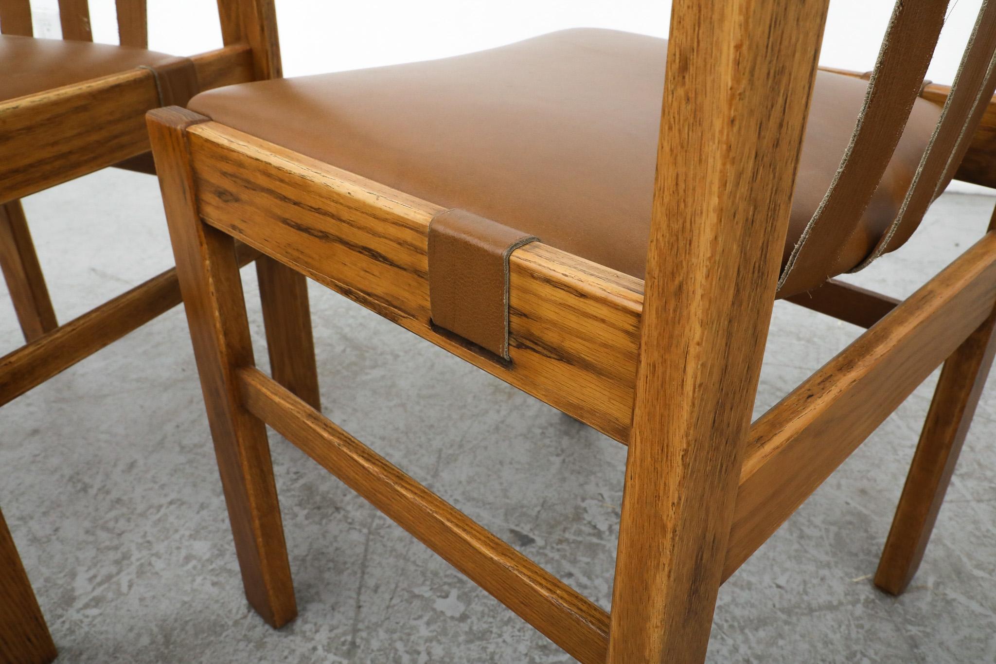 Set of 6 Martin Visser Oak and Leather Dining Chairs by 't Spectrum For Sale 8