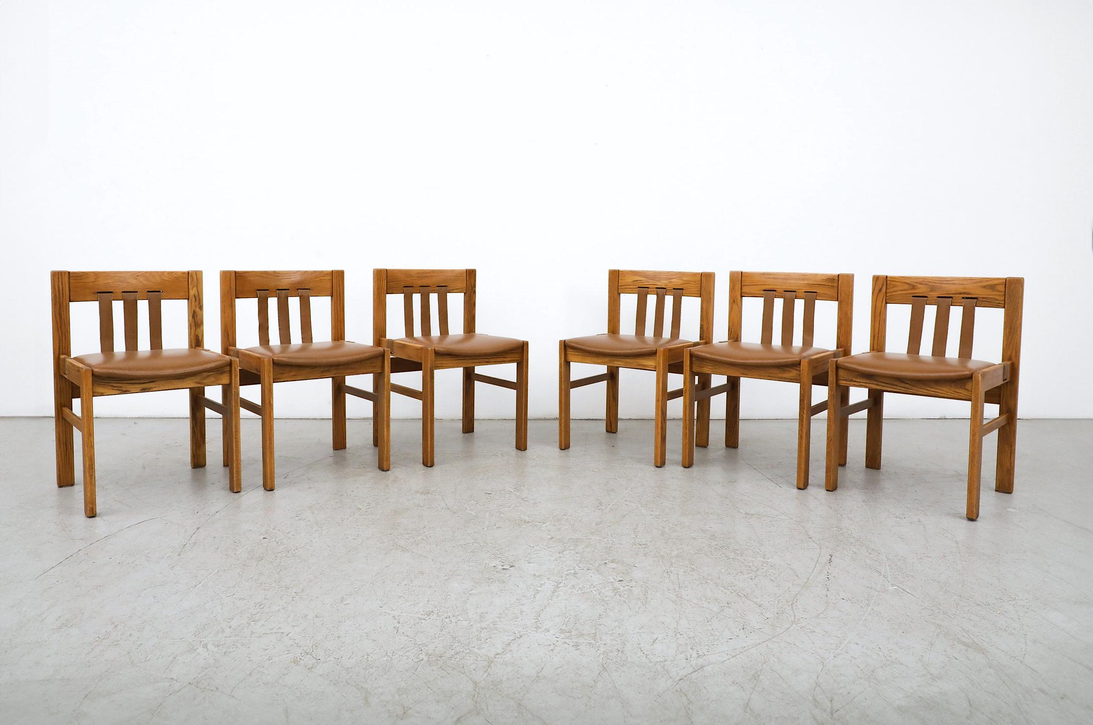 Set of 6 Martin Visser Oak and Leather Dining Chairs by 't Spectrum For Sale 12