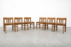 Mid-Century Set of 6 Martin Visser Oak and Leather Dining Chairs by 't Spectrum