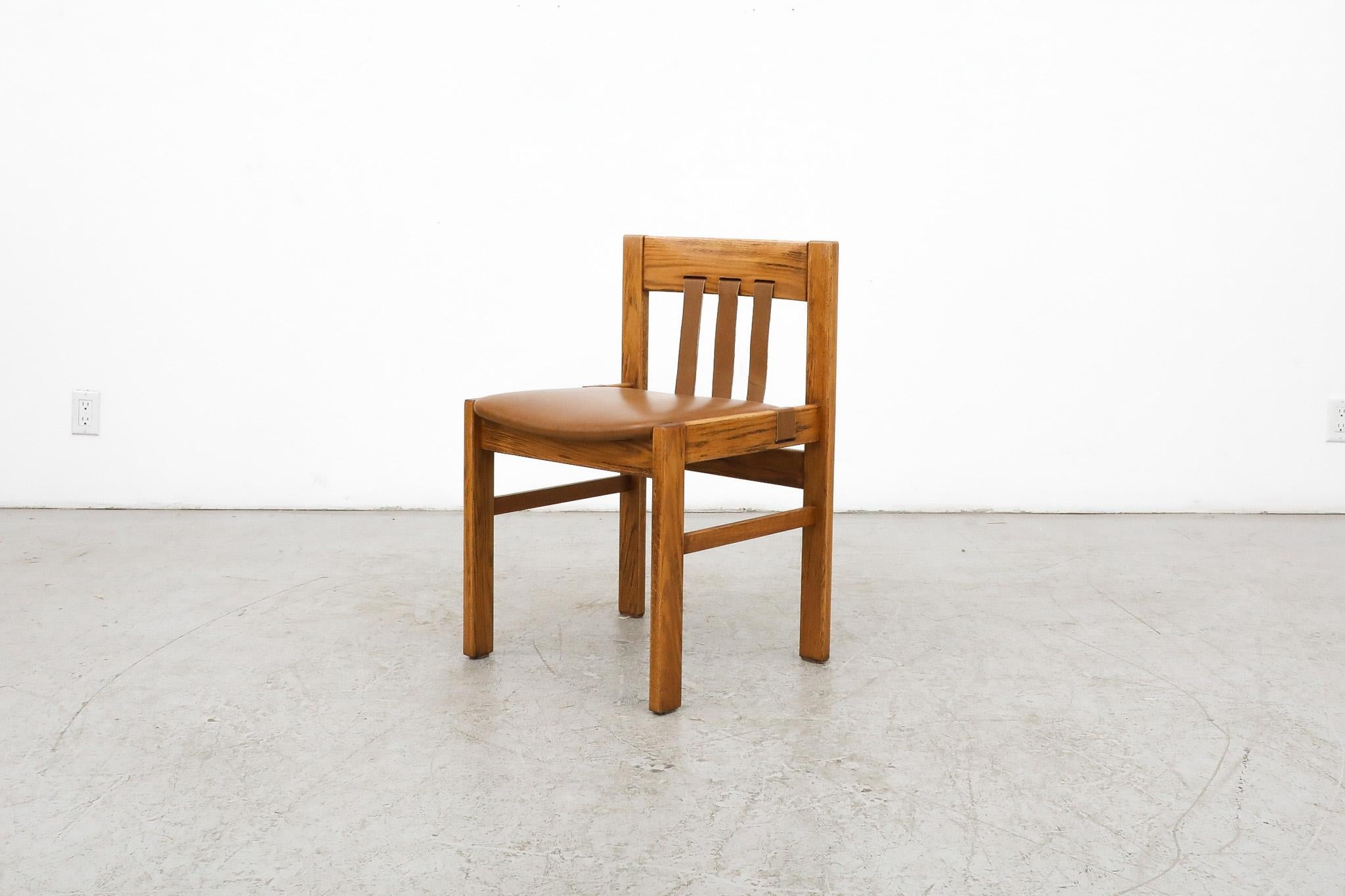Mid-20th Century Set of 6 Martin Visser Oak and Leather Dining Chairs by 't Spectrum For Sale