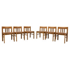 Set of 6 Martin Visser Oak and Leather Dining Chairs by 't Spectrum