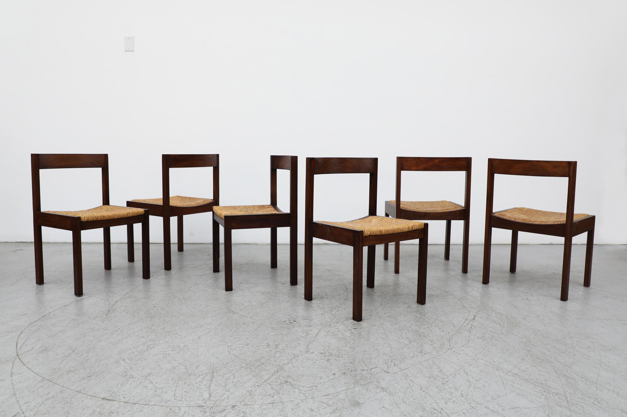 Set of 6 Martin Visser 'SE85' Rush and Wenge Dining Chairs for 't Spectrum 9