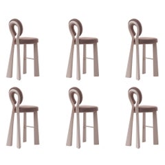 Juego de 6 sillas Mary Bar con patas de madera o lacadas, de Dedar, fabricadas en Portugal por Ottiu