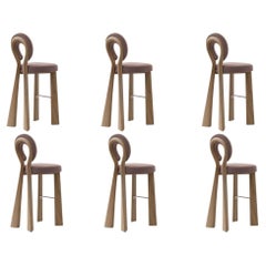 Juego de 6 sillas Mary Bar con patas de madera o lacadas, de Dedar, fabricadas en Portugal por Ottiu