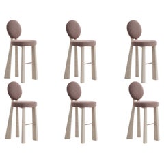 Lot de 6 chaises de bar Mary II à pieds rembourrés Dedar, fabriquées au Portugal par Ottiu