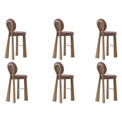 Lot de 6 chaises de bar Mary II en bois ou laquées, Dedar, fabriquées au Portugal par Ottiu